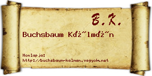 Buchsbaum Kálmán névjegykártya